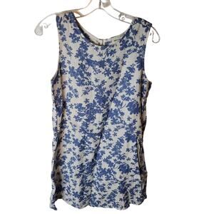 Terzo Millennio Blue Floral 100% Linen Pull-On Dress, XS, NWT